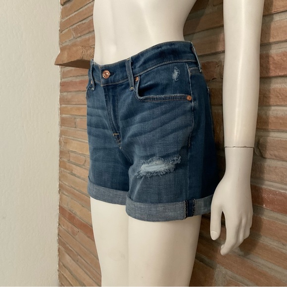 7 For All Mankind Roll Cuff Jeans Shorts 27 - Picture 1 of 11
